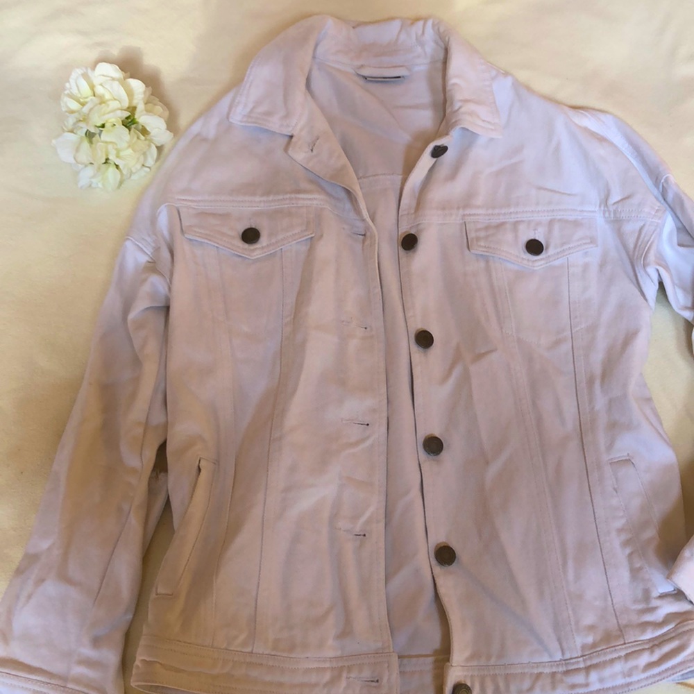 Women’s White Denim Jacket with distressed detail
